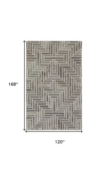 10' X 14' Tan and Gray Wool Geometric Hand Tufted Area Rug