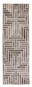8' Tan And Gray Wool Geometric Hand Tufted Runner Rug