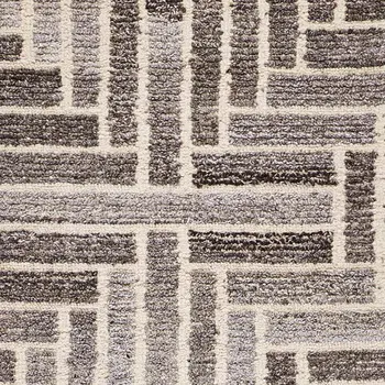 8' Tan And Gray Wool Geometric Hand Tufted Runner Rug
