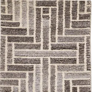 8' Tan And Gray Wool Geometric Hand Tufted Runner Rug
