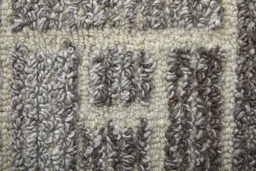 8' Tan and Gray Round Wool Geometric Hand Tufted Area Rug