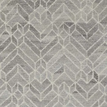 9' X 12' Gray and Ivory Wool Geometric Hand Tufted Area Rug
