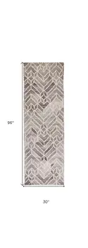 8' Gray And Ivory Wool Geometric Hand Tufted Runner Rug