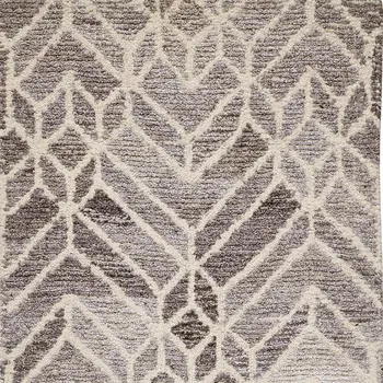 8' Gray And Ivory Wool Geometric Hand Tufted Runner Rug
