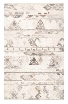 8' X 10' Beige Ivory and Gray Wool Geometric Hand Tufted Area Rug