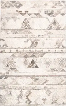 2' X 3' Beige Ivory and Gray Wool Geometric Hand Tufted Area Rug