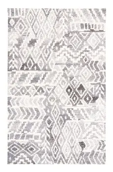 5' X 8' Gray and White Wool Abstract Geometric Hand Tufted Area Rug
