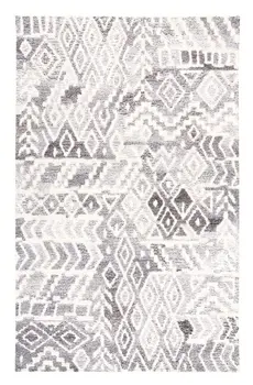 8' X 10' Gray and White Wool Abstract Geometric Hand Tufted Area Rug