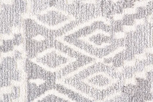 8' Gray and White Round Wool Abstract Hand Tufted Area Rug