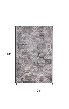 10' X 14' Gray and Ivory Wool Abstract Hand Tufted Area Rug