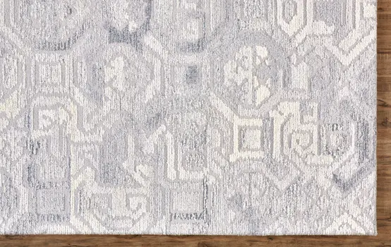 10' X 14' Gray and Ivory Wool Abstract Hand Tufted Area Rug
