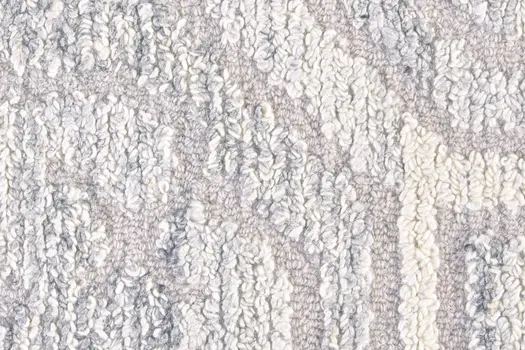 8' Gray and Ivory Round Wool Abstract Hand Tufted Area Rug