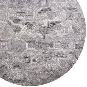 10' Gray and Ivory Round Wool Abstract Hand Tufted Area Rug