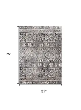 4' X 6' Gray Ivory And Taupe Abstract Stain Resistant Area Rug