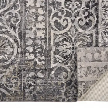 7' X 10' Gray and Ivory Oriental Distressed Area Rug