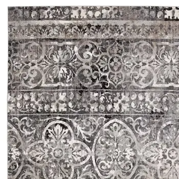 7' X 10' Gray and Ivory Oriental Distressed Area Rug