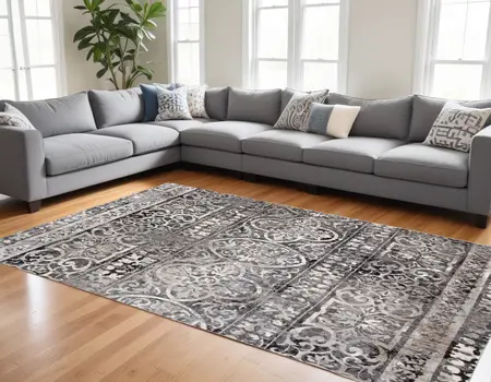 8' X 11' Gray Ivory And Taupe Abstract Stain Resistant Area Rug