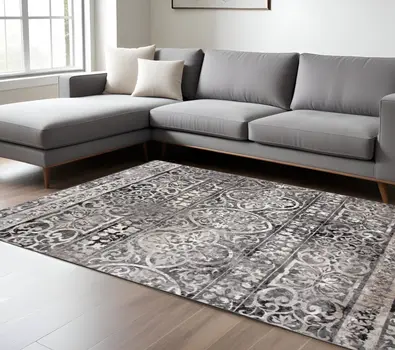 10' X 14' Gray Ivory And Taupe Abstract Stain Resistant Area Rug