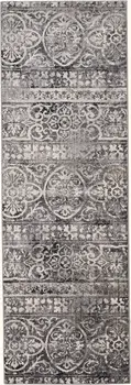 8' Gray and Ivory Abstract Runner Rug