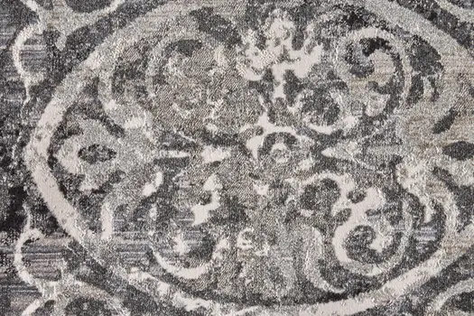 8' Gray and Ivory Abstract Runner Rug