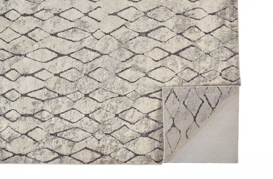 10' X 14' Ivory Gray And Taupe Abstract Stain Resistant Area Rug