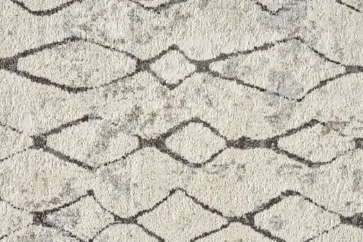 8' Gray and Ivory Abstract Runner Rug