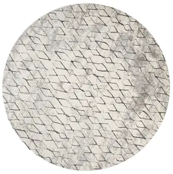 9' Gray And Ivory Abstract Round Rug