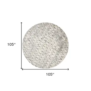 9' Gray And Ivory Abstract Round Rug