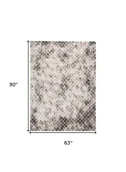 5' X 8' Ivory Gray And Taupe Abstract Stain Resistant Area Rug