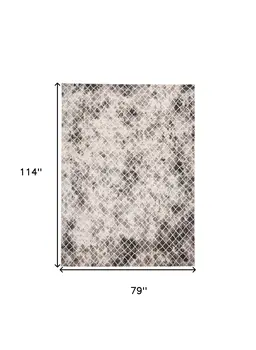 7' X 10' Gray and Ivory Abstract Area Rug