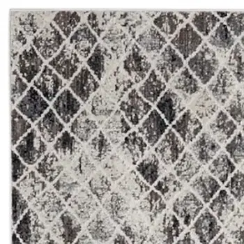 8' Gray and Ivory Abstract Runner Rug