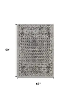 5' X 8' Ivory Taupe And Gray Abstract Stain Resistant Area Rug
