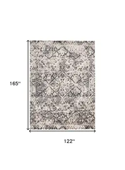 10' X 14' Gray Ivory And Silver Abstract Stain Resistant Area Rug
