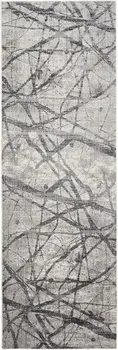 8' Gray and Ivory Abstract Power Loom Distressed Runner Rug