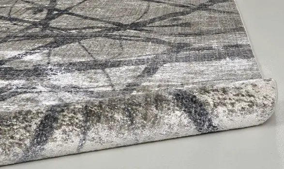 9' Gray And Ivory Abstract Round Rug
