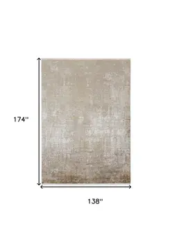 12' X 15' Taupe Ivory And Gold Abstract Area Rug With Fringe