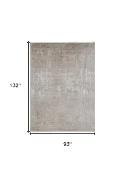 8' X 11' Tan Ivory And Gray Abstract Power Loom Distressed Area Rug With Fringe