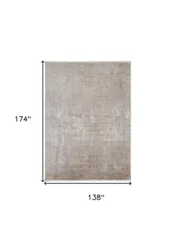 12' X 15' Ivory Tan and Gray Abstract Power Loom Distressed Area Rug With Fringe