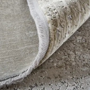 2' X 3' Tan and Ivory Abstract Power Loom Distressed Area Rug With Fringe