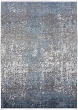 12' X 18' Blue Gray And Silver Abstract Power Loom Distressed Area Rug