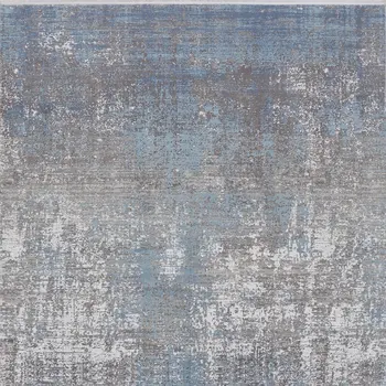 12' X 18' Blue Gray And Silver Abstract Power Loom Distressed Area Rug