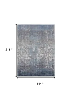 12' X 18' Blue Gray And Silver Abstract Power Loom Distressed Area Rug