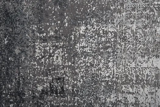 10' Gray and Black Abstract Power Loom Distressed Runner Rug With Fringe