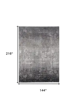 12' X 18' Gray Black And Silver Abstract Power Loom Distressed Area Rug