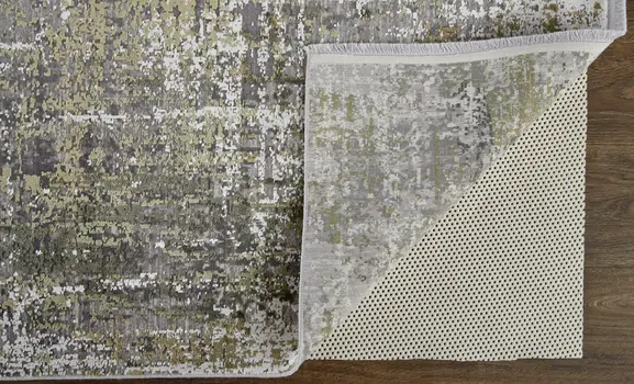 3' X 5' Gray and Ivory Abstract Power Loom Distressed Area Rug With Fringe