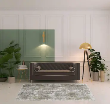 5' X 8' Green Gray And Ivory Abstract Area Rug With Fringe