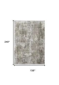 13' X 20' Gray and Ivory Abstract Power Loom Distressed Area Rug
