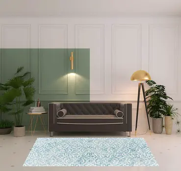 5' X 8' Blue And Ivory Wool Geometric Tufted Handmade Stain Resistant Area Rug