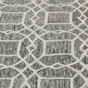 5' X 8' Black Gray And Ivory Wool Geometric Tufted Handmade Stain Resistant Area Rug