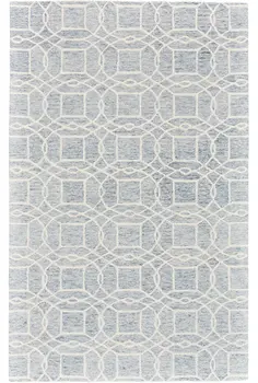 5' X 8' Gray And Ivory Wool Geometric Tufted Handmade Stain Resistant Area Rug